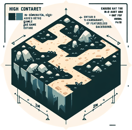 A path.
Single Game Texture.  In-Game asset.  2d.  Blank background.  High contrast.  No shadows