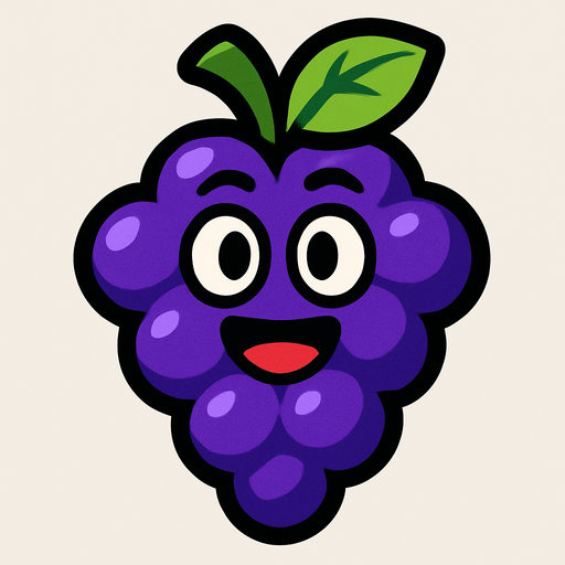 Grape 
with face.
In-Game asset.  2d.  High contrast.  No shadows