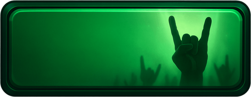 700x170 level button for music game asset, light glimmer of rock hand signs from concert, no text green button, aero artstyle, gothic art style.
In-Game asset.  2d