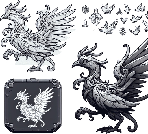 Bird.
Single Game Texture. In-Game asset. 2d. Blank background. High contrast. No shadows.