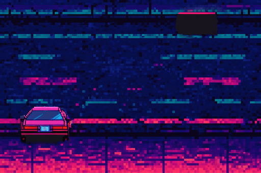 cyberpunk pixel art asphalt street. In-Game asset. 2d. High contrast. No shadows, street debris