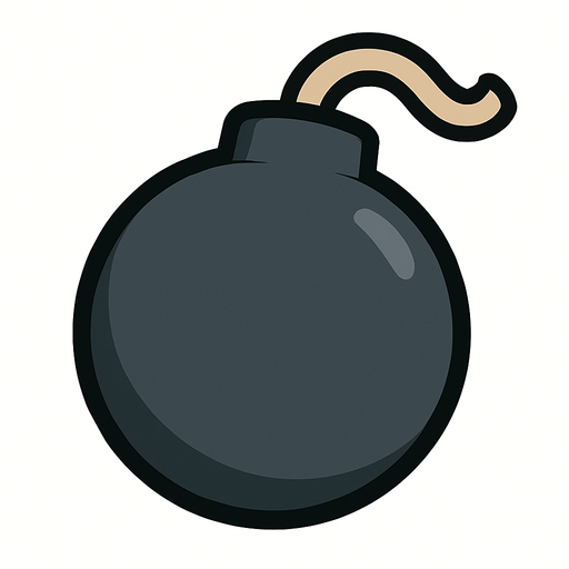 2D golgesiz bir bomba.
In-Game asset.  2d.  High contrast.  No shadows
