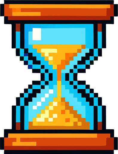 pixart sand watch.
In-Game asset.  2d.  High contrast.  No shadows