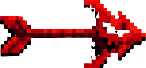 Flecha maligna, de color rojo, pixelar.
In-Game asset.  2d.  High contrast.  No shadows