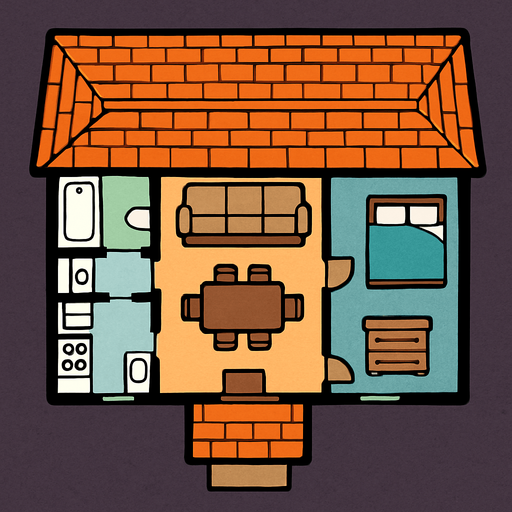 Top view of a house.
In-Game asset.  2d.  High contrast.  No shadows