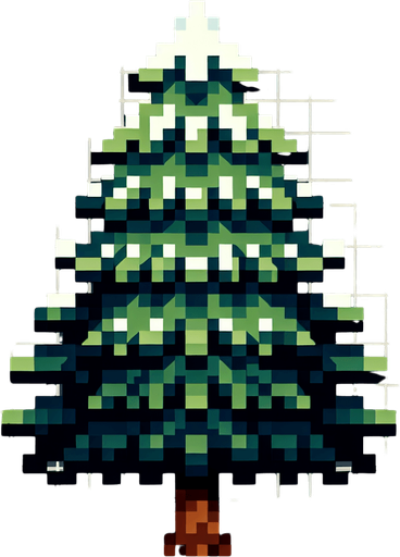 A christmas tree. Pixelart. Single Game Texture. In-Game asset. 2d. Blank background. High contrast. No shadows.