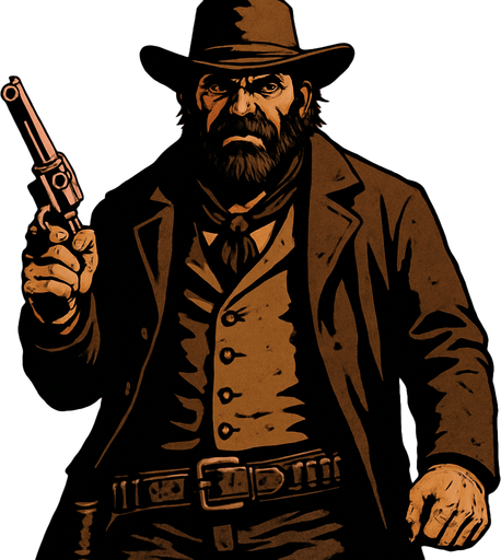 Make me a boss for RDR2.
In-Game asset.  2d.  High contrast.  No shadows