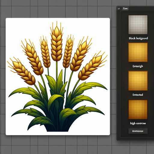 Wheat plant.
Single Game Texture.  In-Game asset.  2d.  Blank background.  High contrast.  No shadows