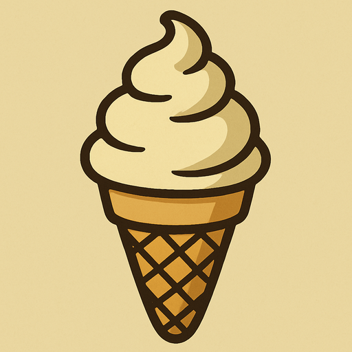 Ice cream cone in professor Layton game style artwork.
In-Game asset.  2d.  High contrast.  No shadows