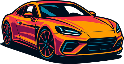 Car image but its head should be on right side not left. Make a fancy car.
In-Game asset.  2d.  High contrast.  No shadows