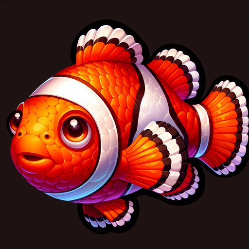 palyaço balığı.
Single Game Texture. In-Game asset. 2d. Blank background. High contrast. No shadows.