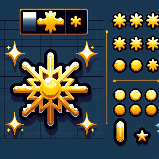 a golden snowflake, cartoon Single Game Texture. In-Game asset. 2d. Blank background. High contrast. No shadows.