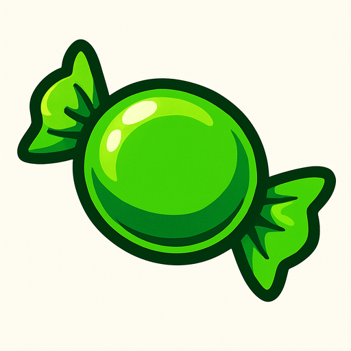 Yeşil şeker.
In-Game asset.  2d.  High contrast.  No shadows