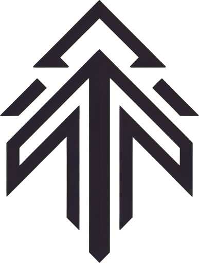 Simple Symmetrical Arrow. Vector. Pointing straight up. No details Game Texture. In-Game asset. 2d. Blank background. High contrast. No shadows.