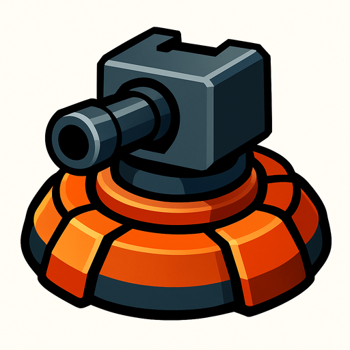 a 2d turret base.
In-Game asset.  2d.  High contrast.  No shadows