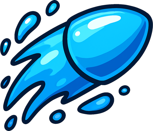 water bullet.
In-Game asset.  2d.  High contrast.  No shadows