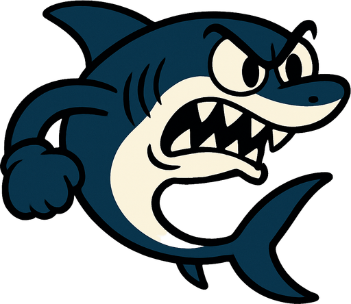 Rubber Hose Style Swimming pose Shark. It's Angry.
In-Game asset.  2d.  High contrast.  No shadows