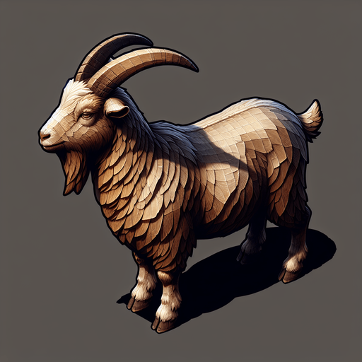 Goat.
Single Game Texture.  In-Game asset.  2d.  Blank background.  No shadows