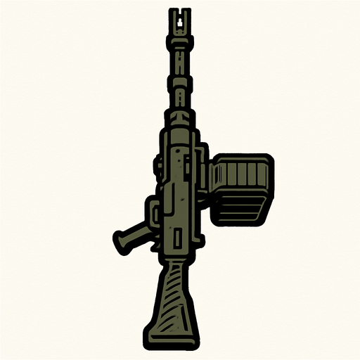 yüksek çözünürlüklü topdown bakış açısı makineli tüfek olsun.
In-Game asset.  2d.  High contrast.  No shadows