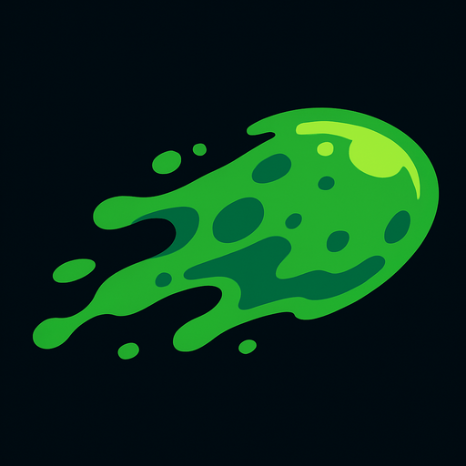 Un proyectil de slime estilo lineless.
In-Game asset.  2d.  High contrast.  No shadows