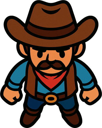 Top view cowboy good..
In-Game asset.  2d.  High contrast.  No shadows