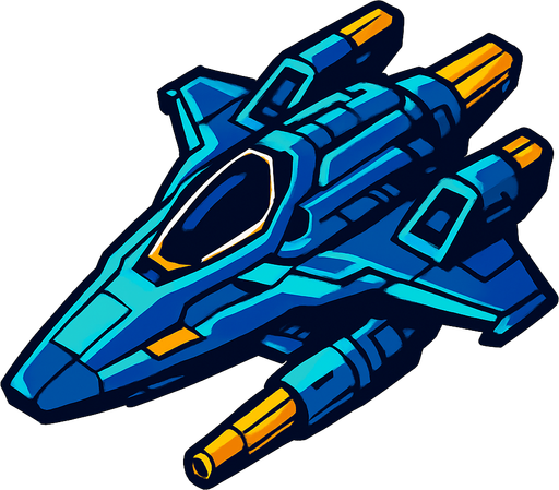 future space ship.
In-Game asset.  2d.  High contrast.  No shadows