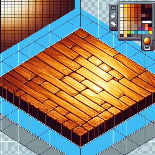 pixel art, shiny wooden plank floor..
Blank background. High contrast. No shadows.