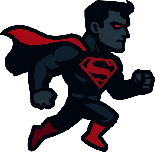 Dark superman 2d game.
In-Game asset.  2d.  High contrast.  No shadows