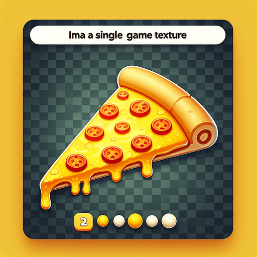 a slice of pizza on a transparent background, predominantly yellow. Slice of pizza.
Single Game Texture. In-Game asset. 2d. Blank background. High contrast. No shadows.