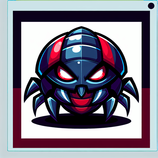 a cartoon bug. evil looking. dark blue and red color..
Single Game Texture. In-Game asset. 2d. Blank background. High contrast. No shadows.