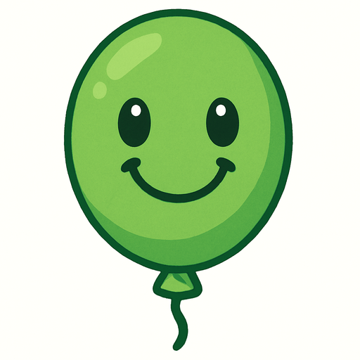 Create a green Ballon with happy face.
In-Game asset.  2d.  No shadows