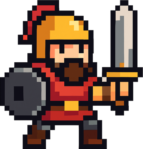 savaşçı piksel.
In-Game asset.  2d.  High contrast.  No shadows