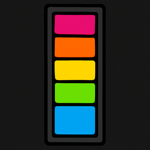vertical bar with vivid colored notes in it.
In-Game asset.  2d.  High contrast.  No shadows
