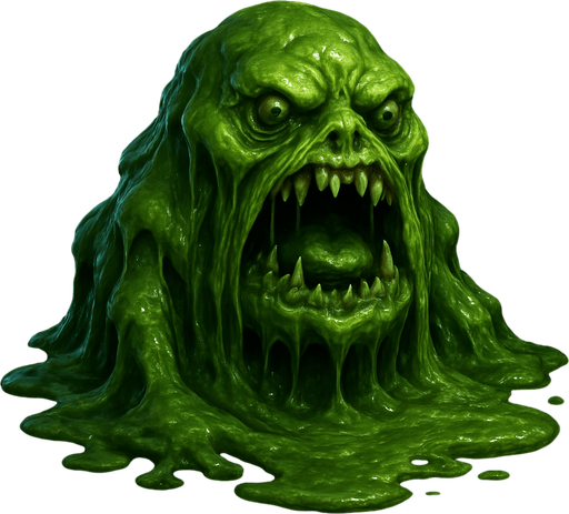 realistic slime monster.
In-Game asset.  2d.  High contrast.  No shadows