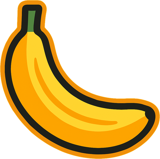 A 2D Banana.
In-Game asset.  2d.  High contrast.  No shadows