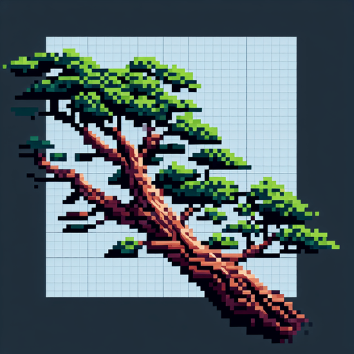 pixelart. A redwood tree branch ..
Single Game Texture. In-Game asset. 2d. Blank background. High contrast. No shadows.