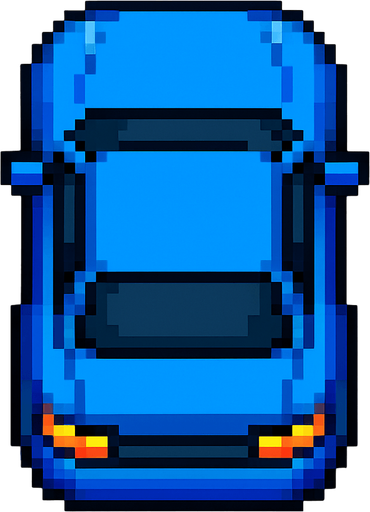 Draw 2d pixel car top view Blue.
In-Game asset.  2d.  High contrast.  No shadows