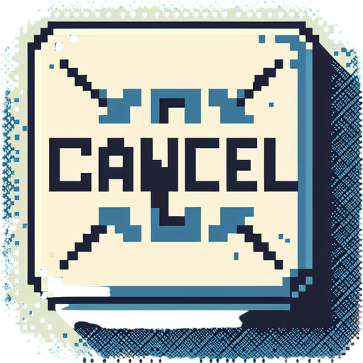 The word "Cancel".
Single Game Texture. In-Game asset. 2d. Blank background. High contrast. No shadows.