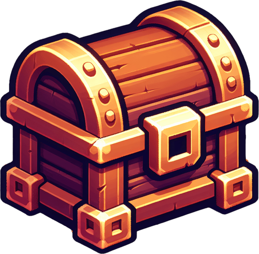 hazine kutusu.
Single Game Texture.  In-Game asset.  2d.  Blank background.  High contrast.  No shadows
