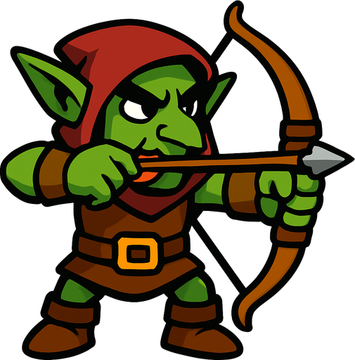 archer goblin.
In-Game asset.  2d.  High contrast.  No shadows
