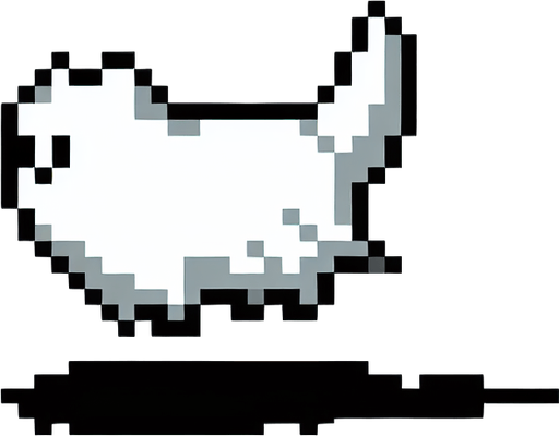 8-bit. cartoon. stray cat ghost. white. Single Game Texture. In-Game asset. 2d. Blank background. High contrast. No shadows.
