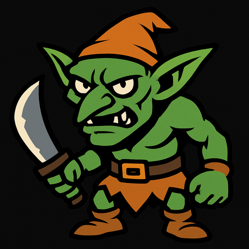 goblin.
In-Game asset.  2d.  High contrast.  No shadows
