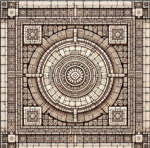 top down temple floor.
Single Game Texture.  In-Game asset.  2d.  Blank background.  High contrast.  No shadows