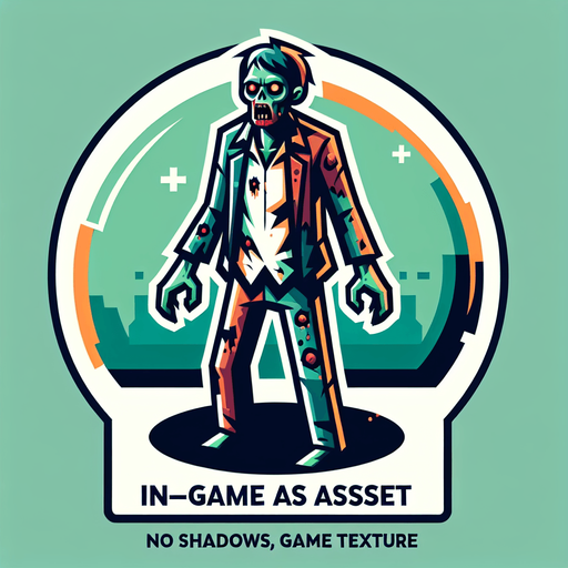 zombie.
Single Game Texture. In-Game asset. 2d. Blank background. High contrast. No shadows.