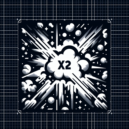 爆炸，里面有X2的字样.
Single Game Texture. In-Game asset. 2d. Blank background. High contrast. No shadows.