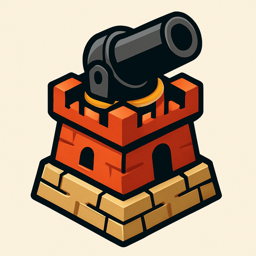 izometric cannon tower.
In-Game asset.  2d.  High contrast.  No shadows. izometric