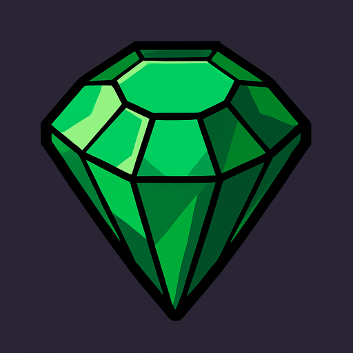 zümrüt.
In-Game asset.  2d.  High contrast.  No shadows