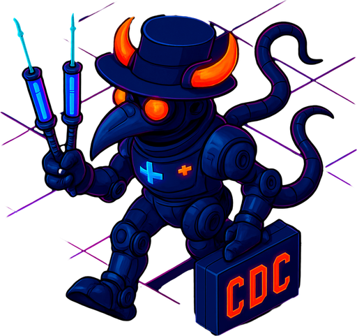 Neon cyberpunk anime top down isometric animatronic plague doctor cyborg demon medic CDC corporate robot monster disease pestilence medicine syringes Walking animation