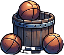 basketball dungeon background.
Single Game Texture. In-Game asset. 2d. Blank background. High contrast. No shadows.