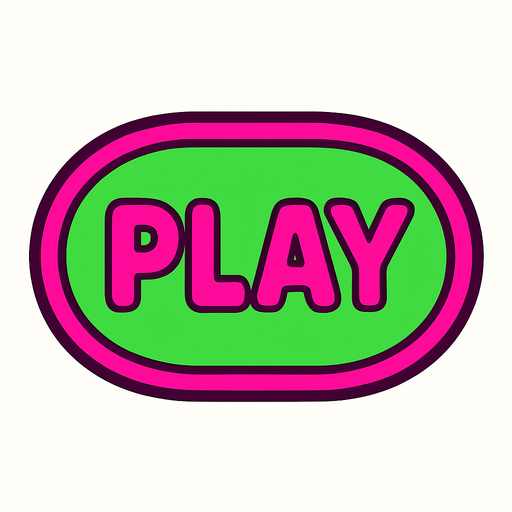 Boton de play de color verde y rosa.
In-Game asset.  2d.  High contrast.  No shadows